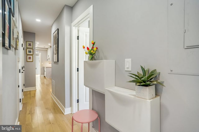 hall with light hardwood / wood-style flooring