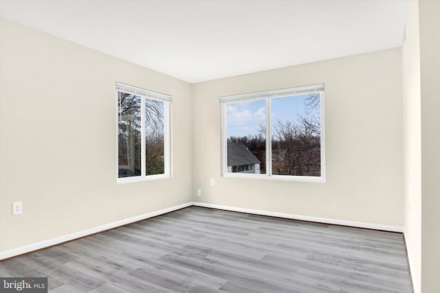 spare room with light hardwood / wood-style floors and a wealth of natural light