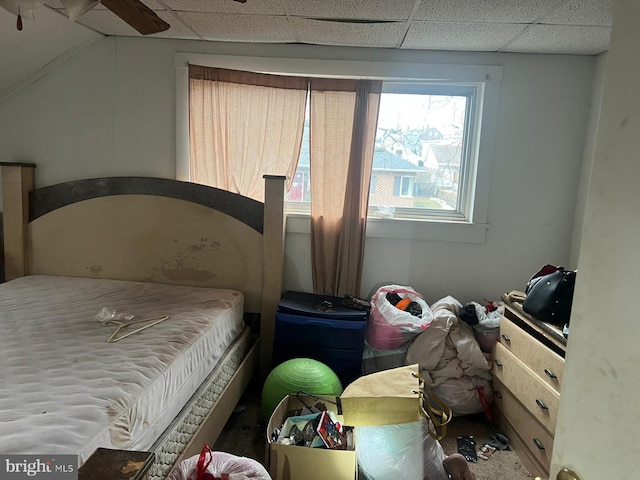 bedroom with a drop ceiling