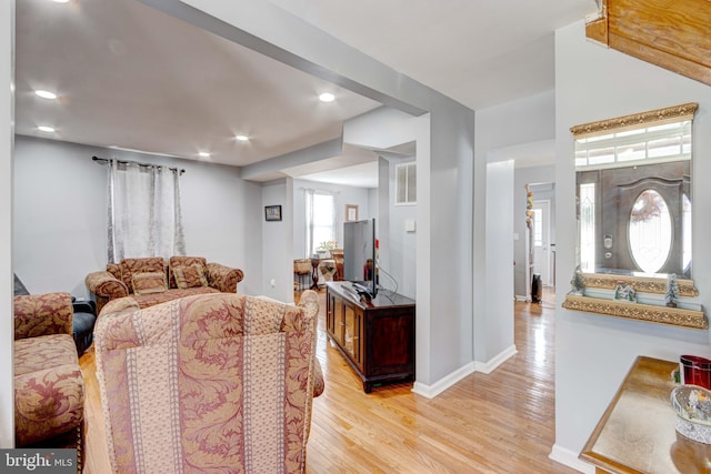 living room featuring light hardwood / wood-style flooring