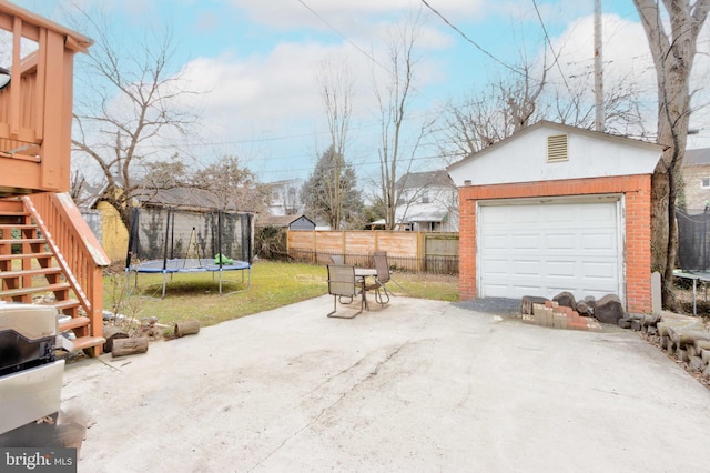 garage featuring a trampoline