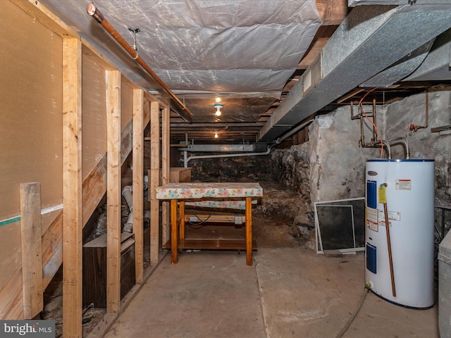 basement with water heater