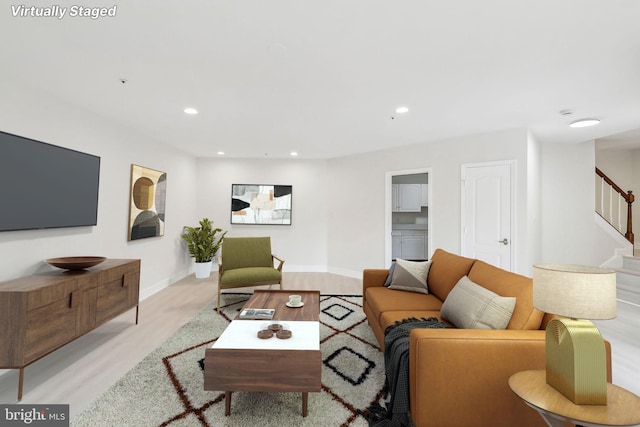 living room featuring light hardwood / wood-style floors