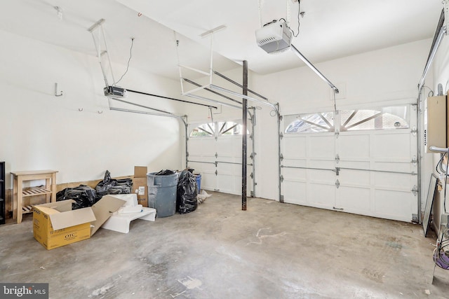 garage with a garage door opener