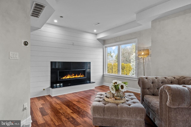 living room with hardwood / wood-style flooring