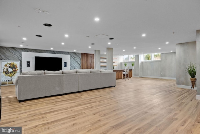 living room featuring light wood-type flooring