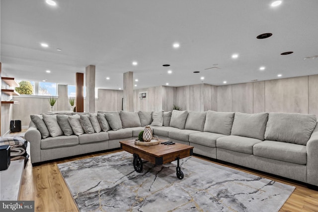 living room featuring light wood-type flooring