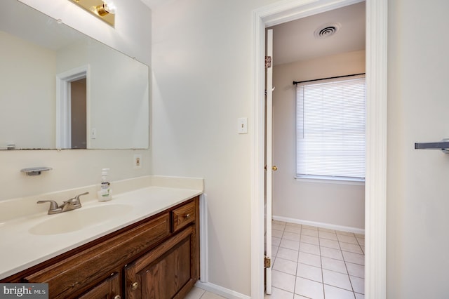 bathroom featuring vanity and tile patterned floors