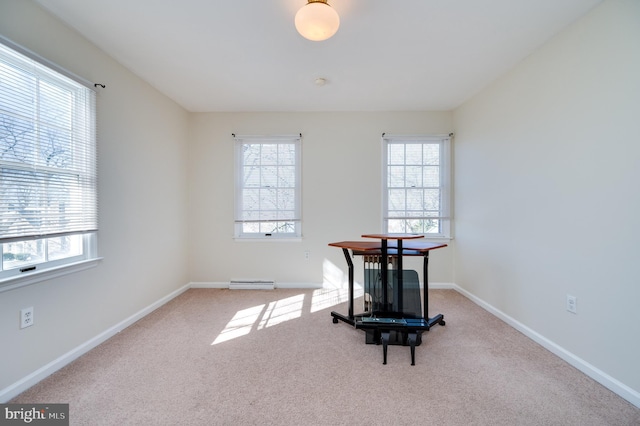 miscellaneous room with light colored carpet