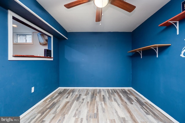 interior space featuring ceiling fan and light hardwood / wood-style floors