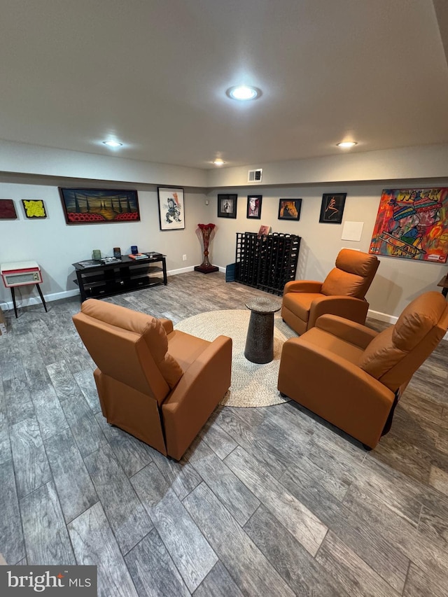 living room with hardwood / wood-style flooring