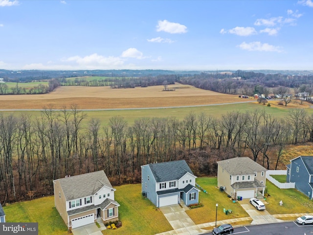 bird's eye view with a rural view