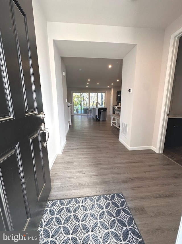 entrance foyer with dark hardwood / wood-style flooring