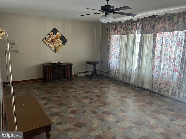 unfurnished room with ceiling fan