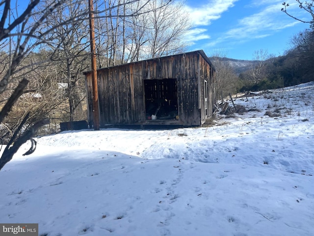 view of snow covered structure