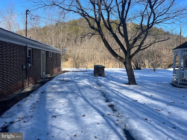 view of yard covered in snow