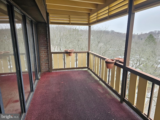 view of unfurnished sunroom