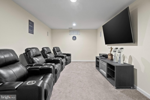 view of carpeted home theater room