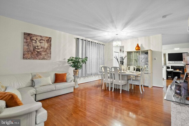 living room with hardwood / wood-style floors