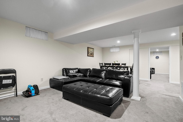 living room featuring carpet floors