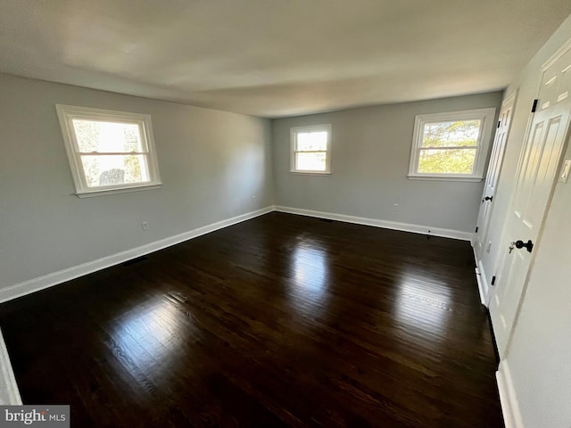 empty room with dark wood-type flooring