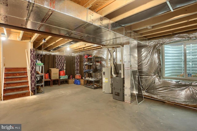 basement with electric water heater