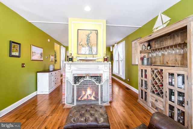 living room with hardwood / wood-style floors