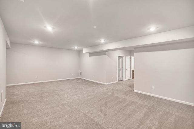 basement with carpet