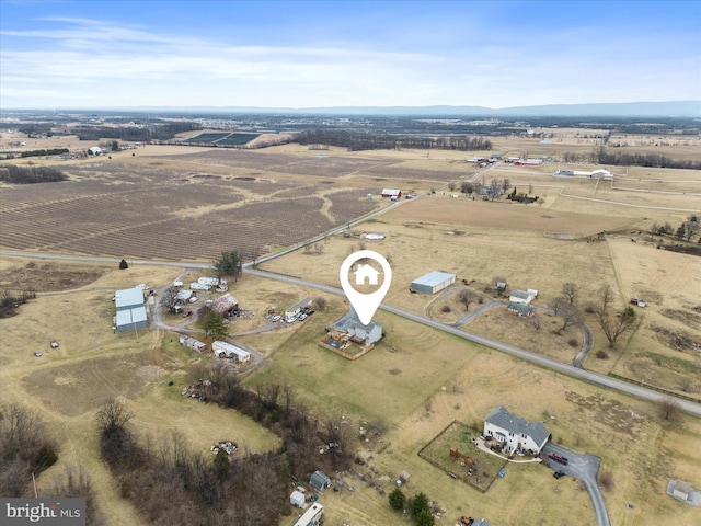 aerial view with a rural view