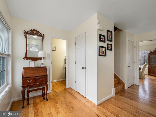 hall featuring light wood-type flooring