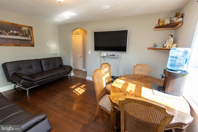 interior space with dark hardwood / wood-style floors