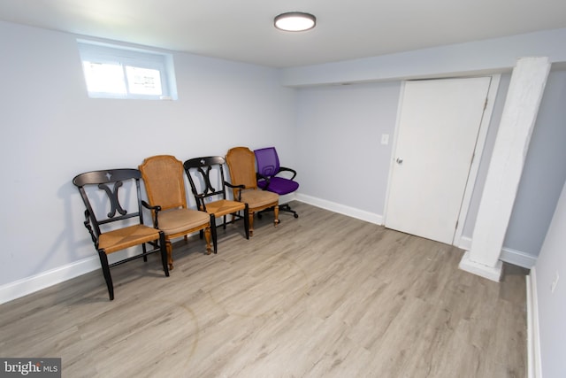 living area with light wood-type flooring