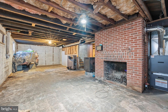 unfinished basement with heating unit