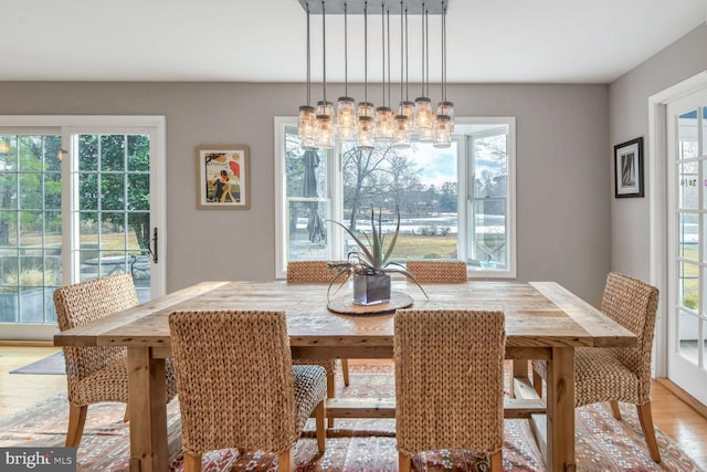 dining area featuring light hardwood / wood-style flooring