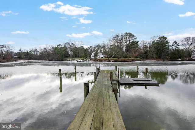 view of dock featuring a water view