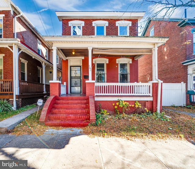 view of front facade featuring covered porch