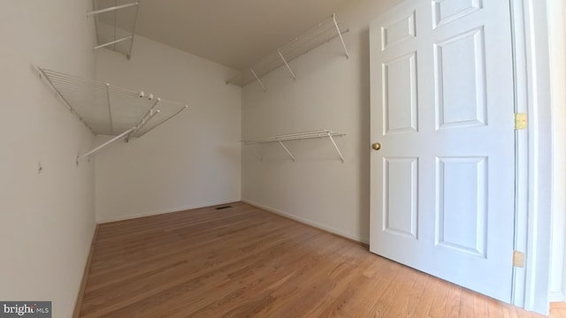 walk in closet featuring wood finished floors