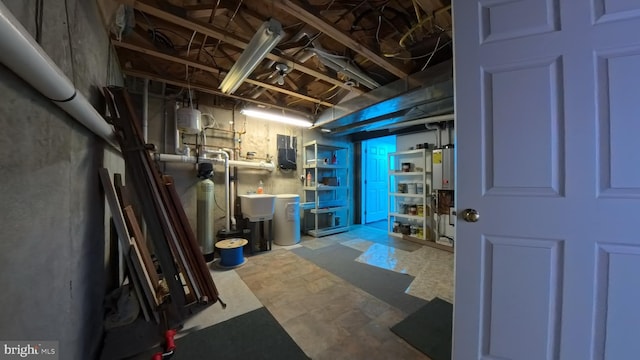 unfinished basement with a sink