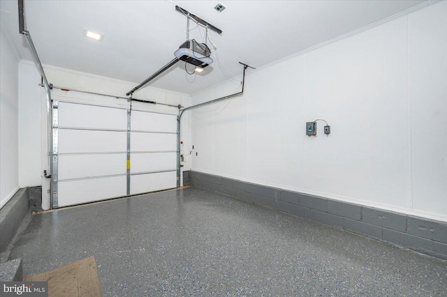 garage with a garage door opener