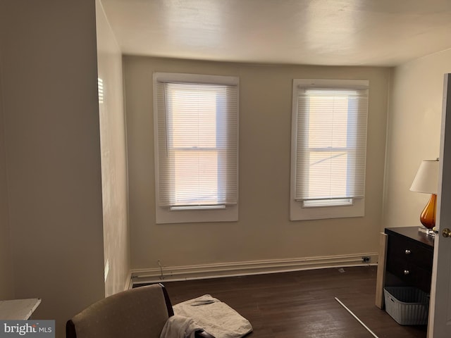 sitting room featuring dark hardwood / wood-style floors