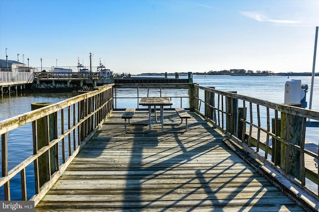 view of dock featuring a water view