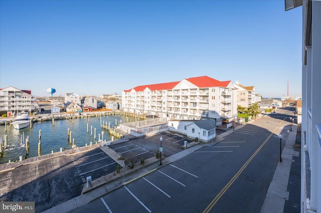 exterior space featuring a water view