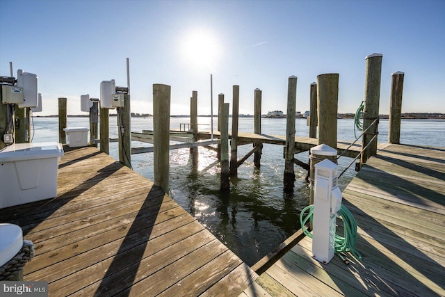 view of dock featuring a water view