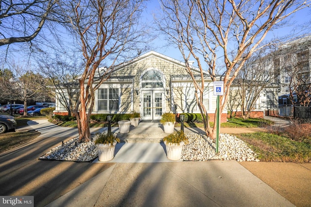 view of front of home featuring french doors