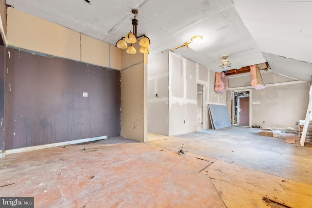 interior space featuring lofted ceiling