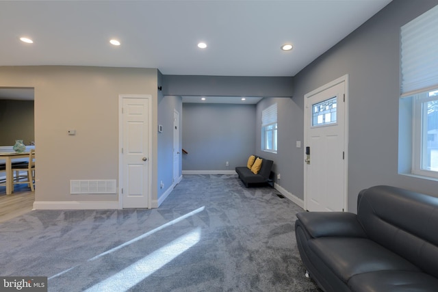 interior space with carpet flooring and a wealth of natural light