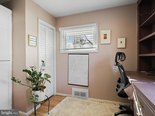 office area featuring light hardwood / wood-style floors