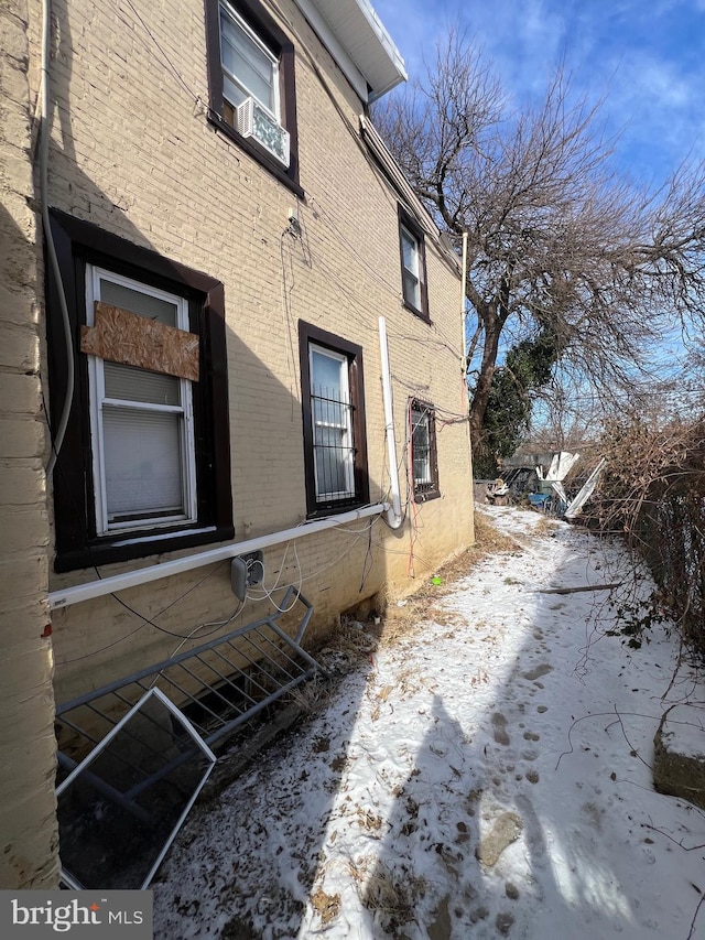 view of snow covered exterior