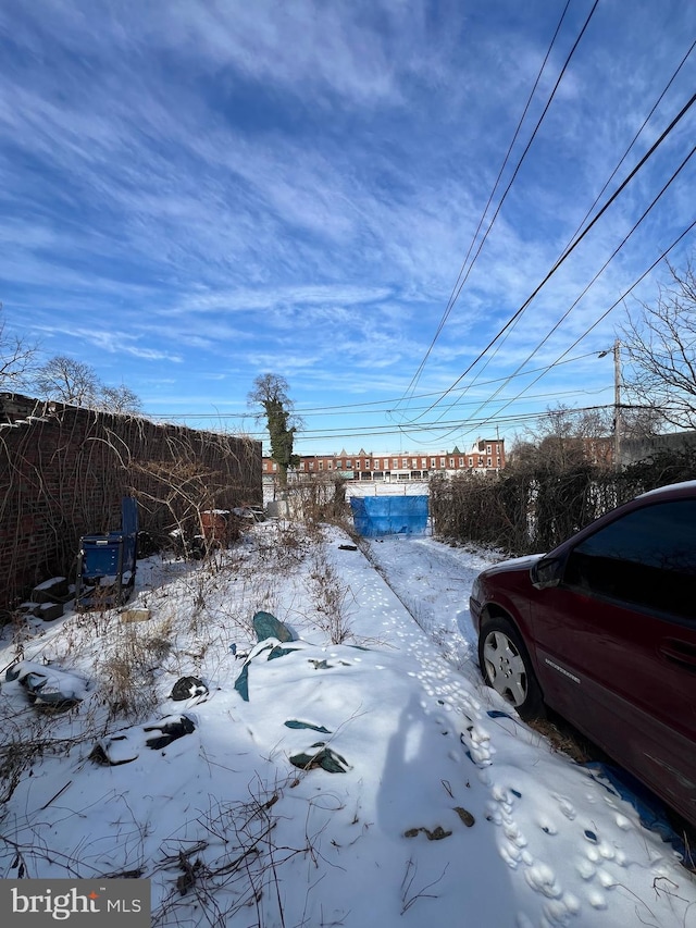 view of yard covered in snow