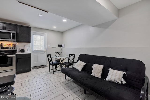 living room with light wood-type flooring